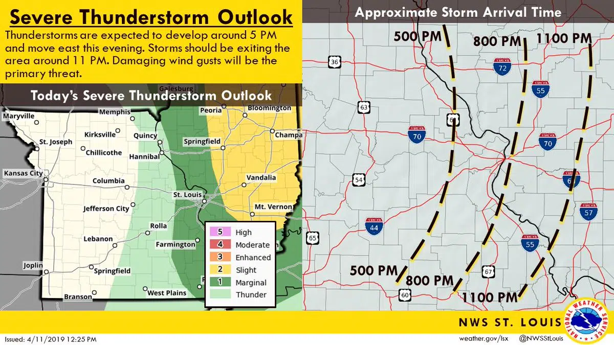 Severe Weather Information updateStorms arriving in area tonight