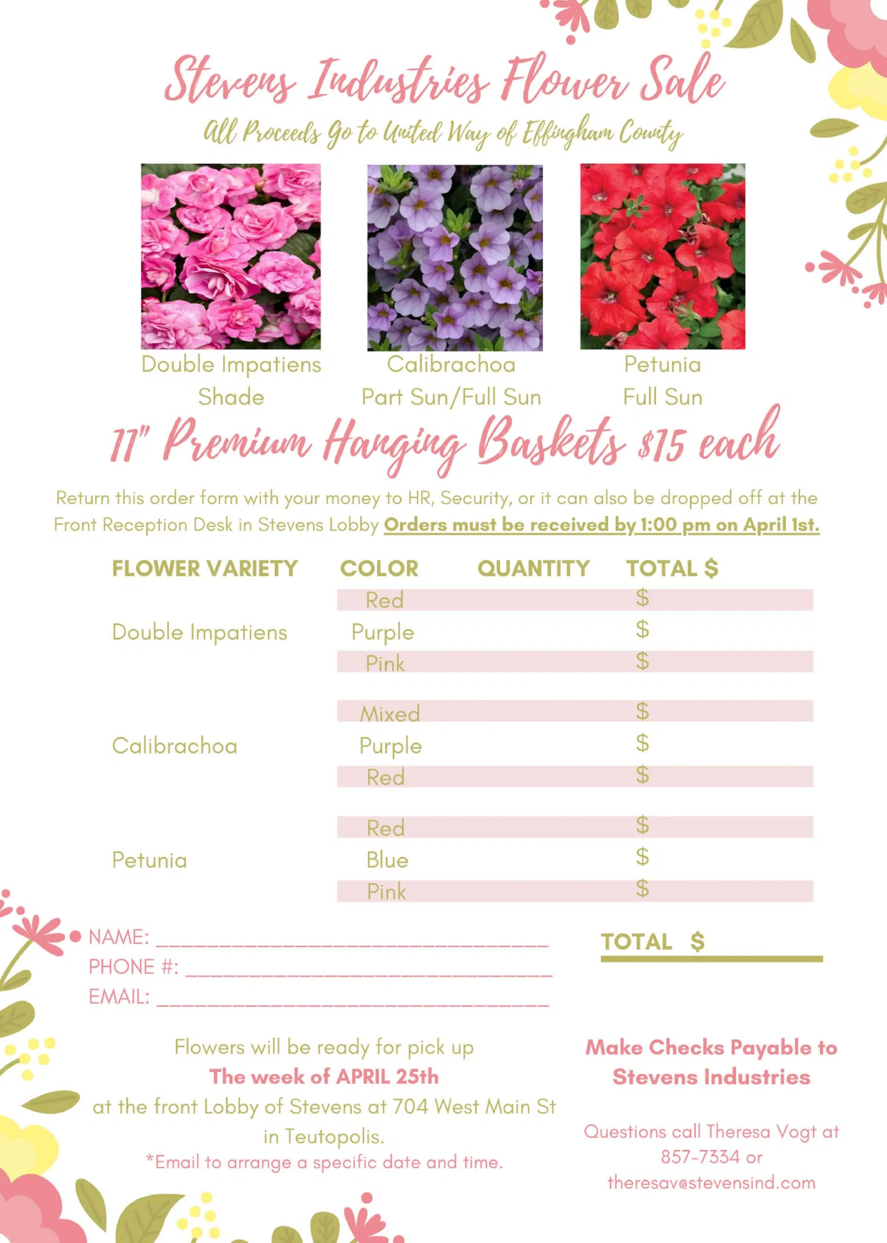 Stevens Industries conducts Flower Sale for United Way of Effingham