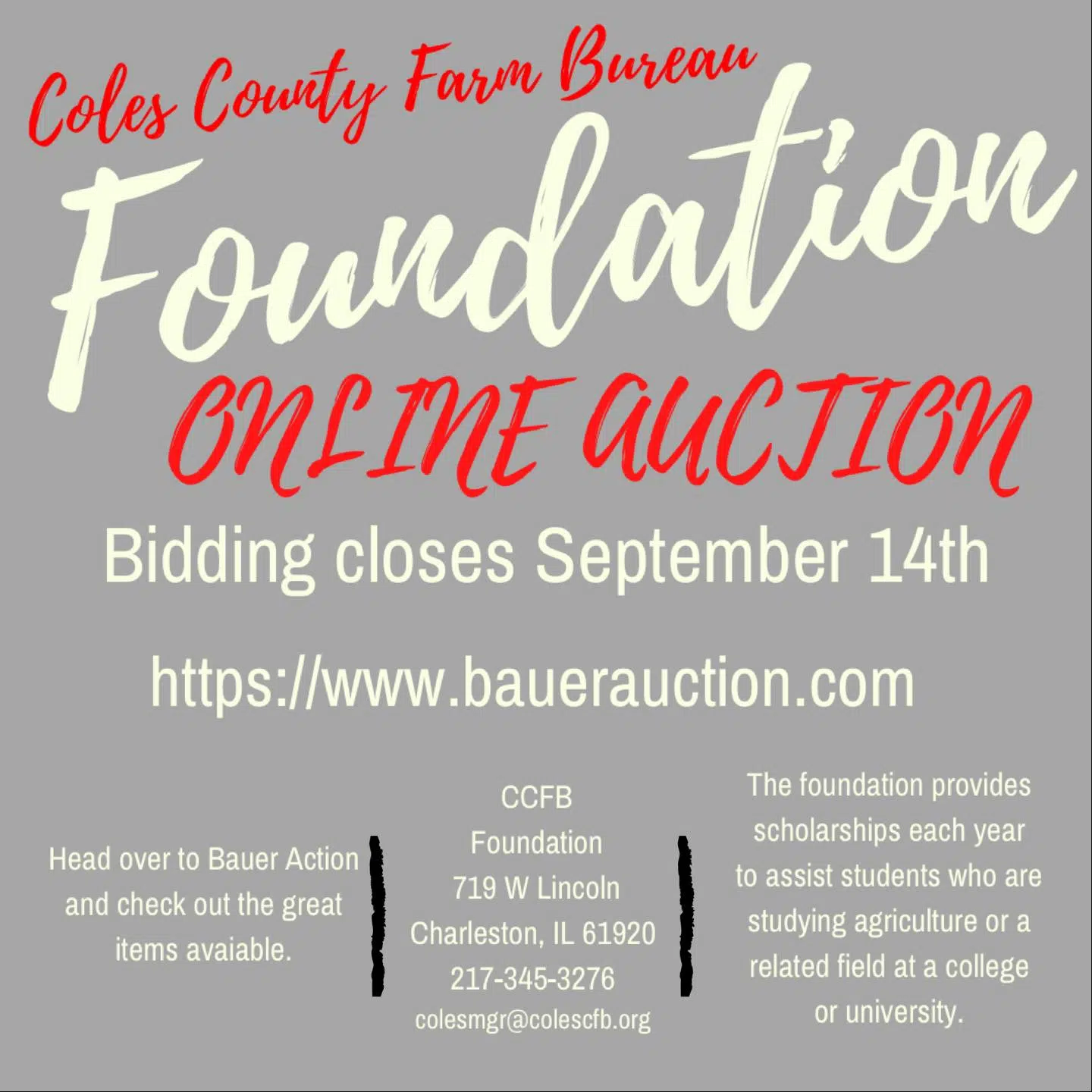 Coles County Farm Bureau Foundation Hosting Online Auction Fundraiser