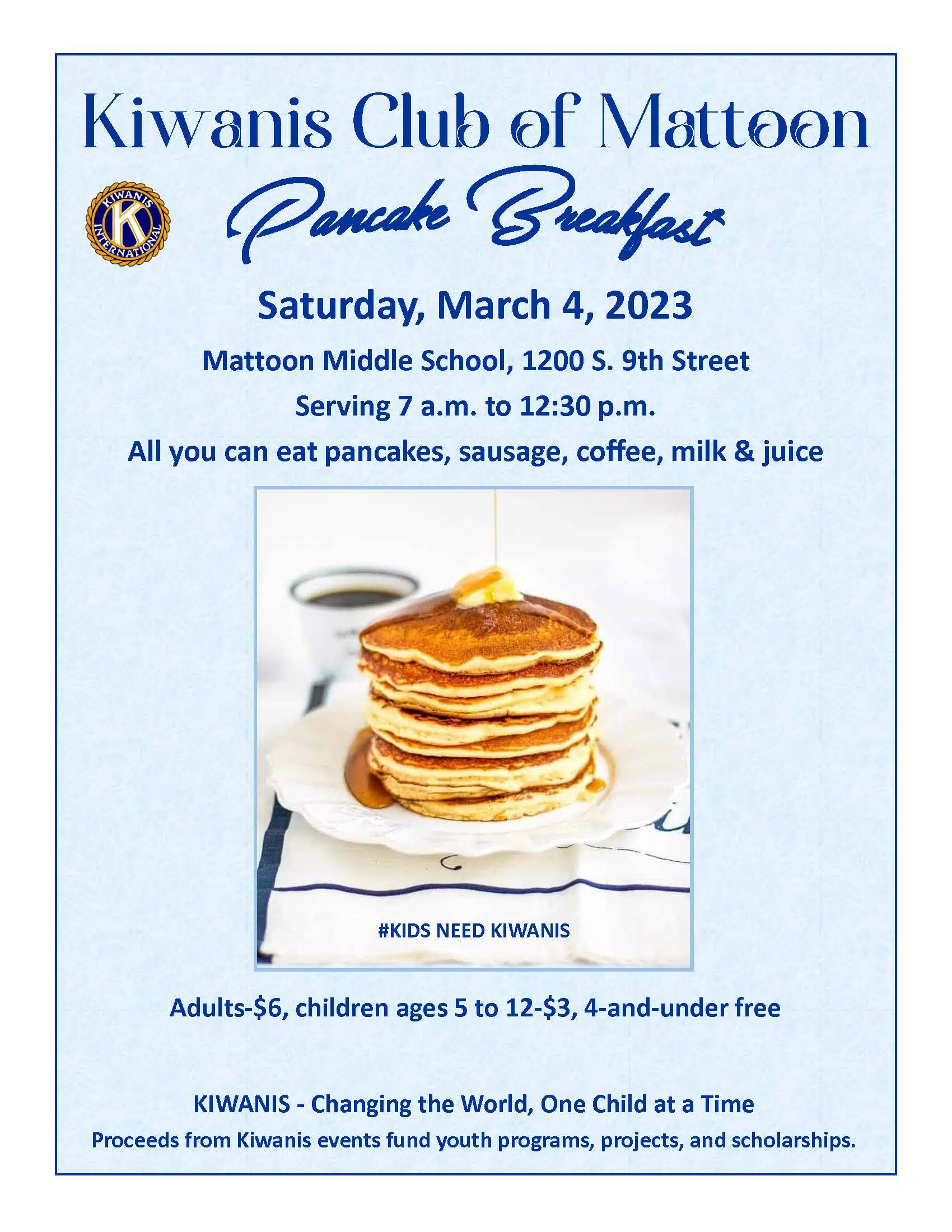 Annual Kiwanis Pancake Day at Mattoon Middles School