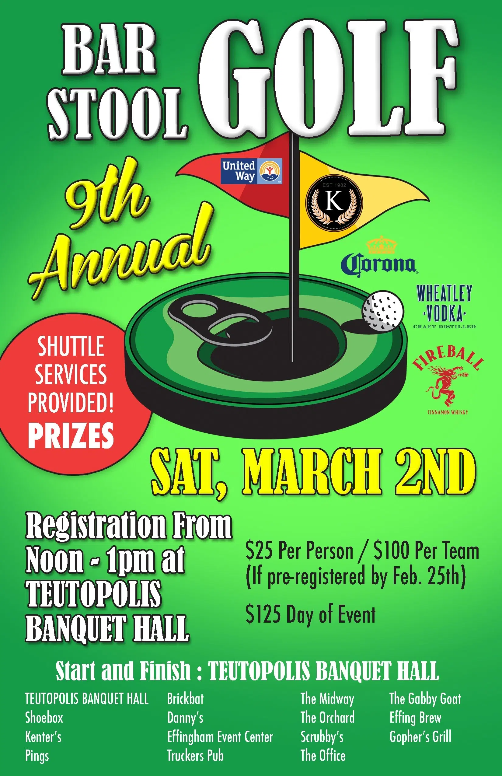 9th Annual Bar Stool Golf to Benefit United Way of Effingham County