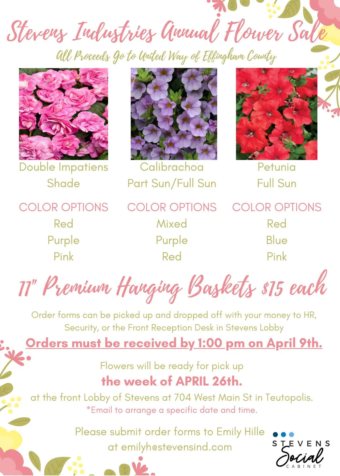 Stevens Industries Conducts Flower Sale For United Way Of Effingham