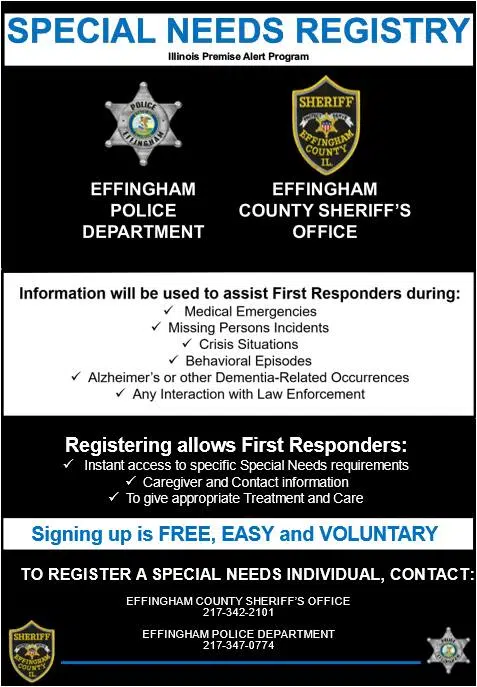 Effingham Police County Sheriff Announce Updates To Special Needs