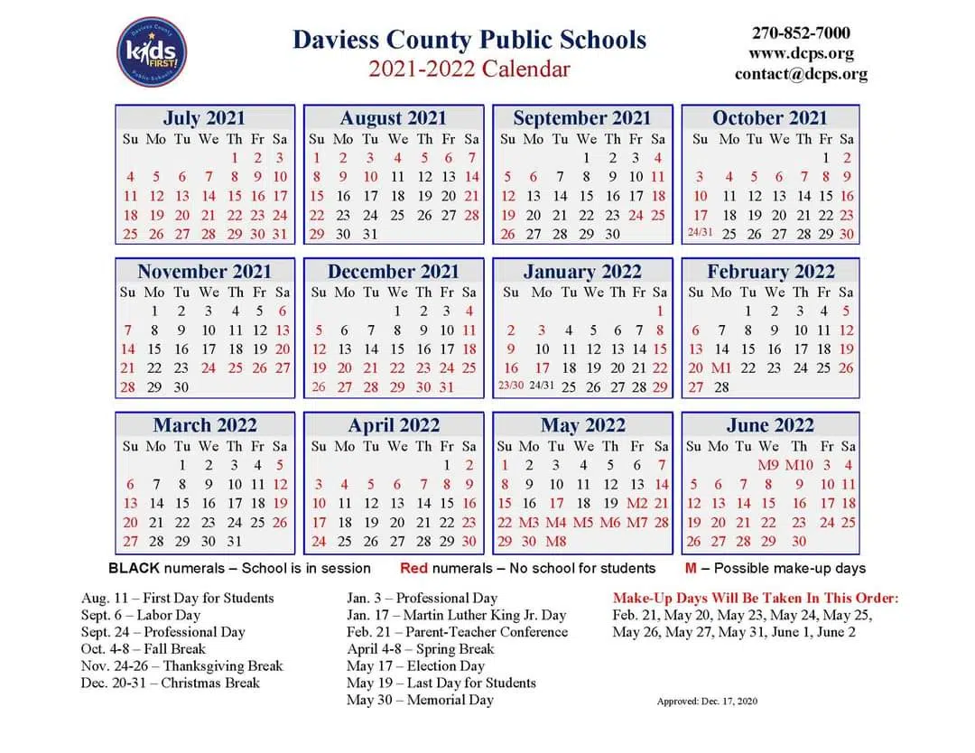 Spring Break 2022 Calendar Dcps Releases 2021-2022 District Calendar | Owensboro Radio