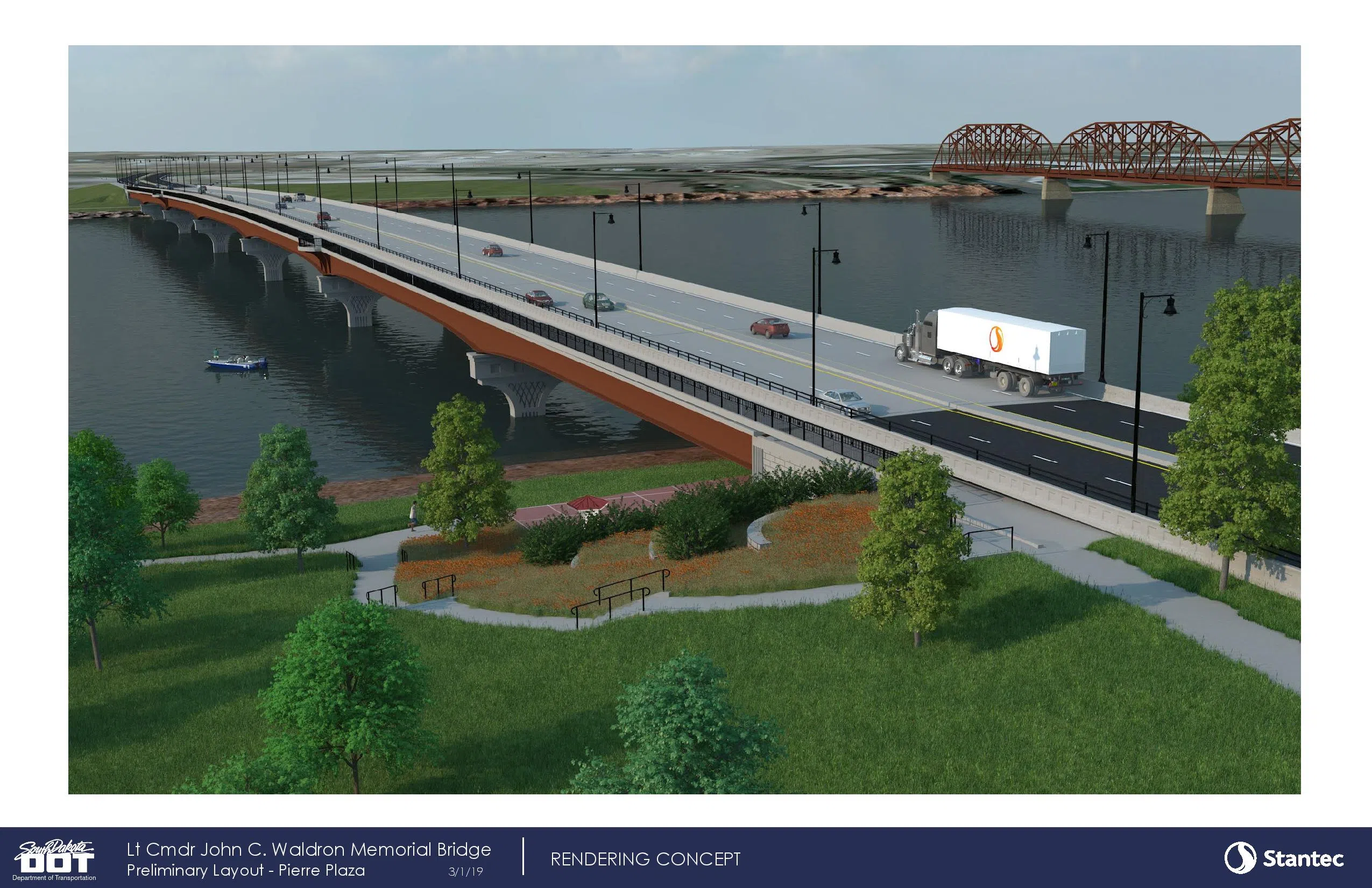 Pierre Plaza under new Missouri River Bridge engineer rendering