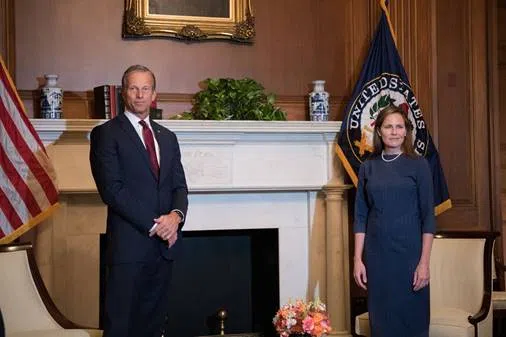 South Dakota Senator John Thune met with US Supreme Court nominee Judge Amy Coney Barrett Sept. 29, 2020.