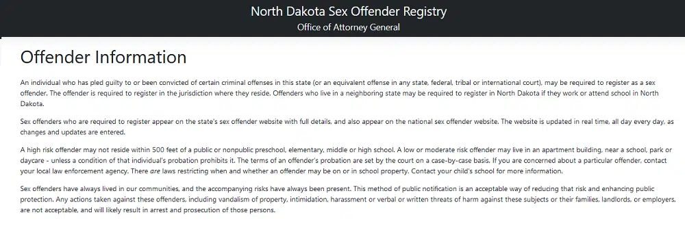 North Dakota Sex Offender website adds new features