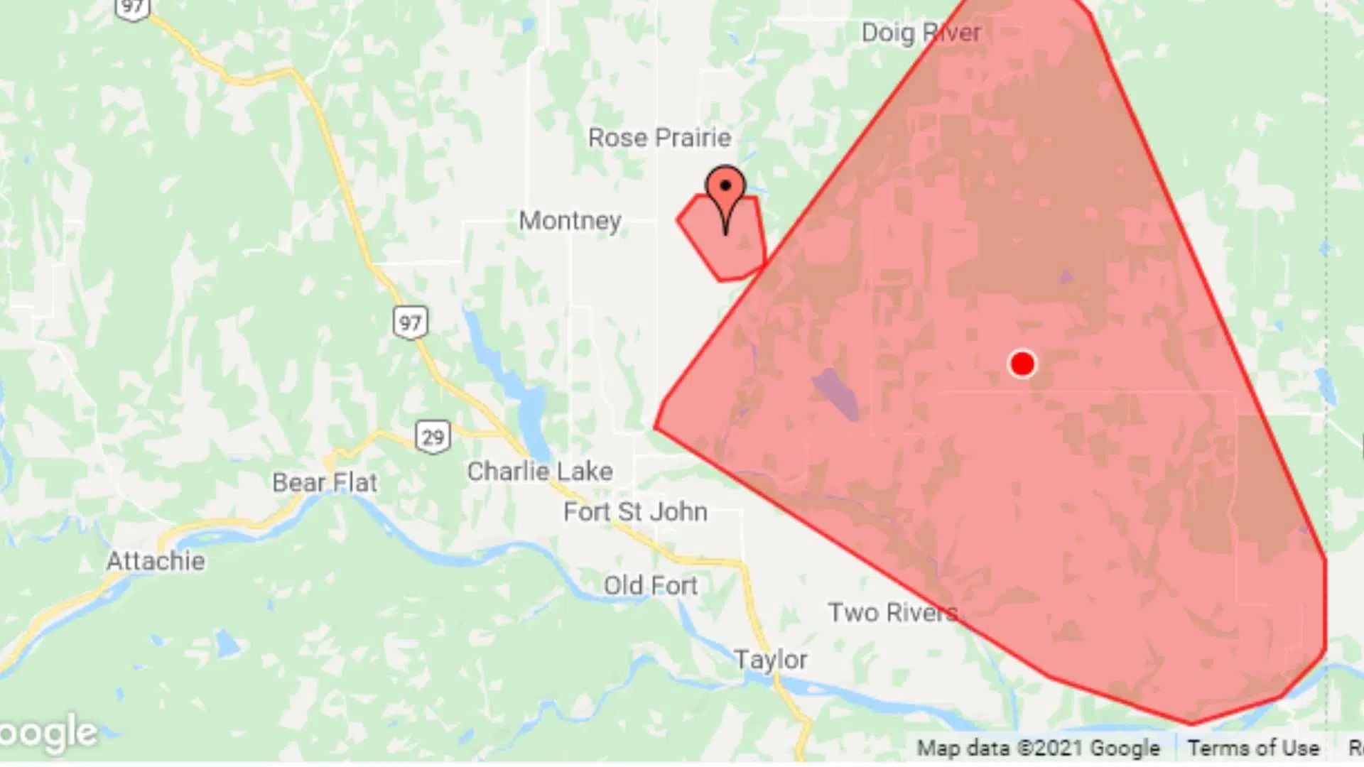Power outages in parts of the Peace Region 