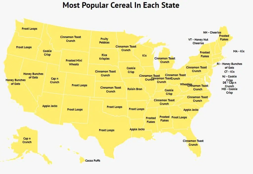 The Most Popular Cereal in Each State | Wisconsin's Big Cheese 107.9