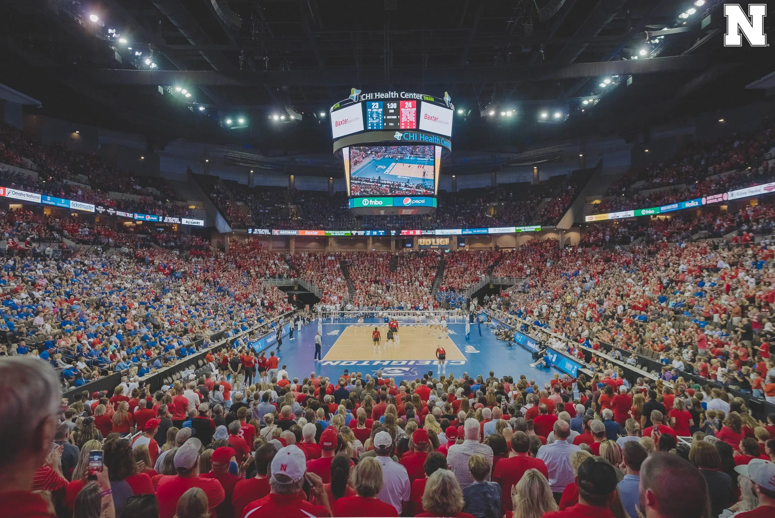 Record Crowd Sees No. 2 Nebraska Hold Off No. 17 Creighton in Five Sets