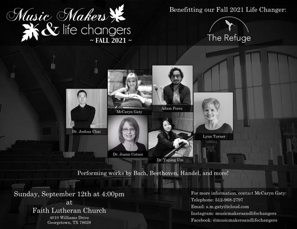 Music Makers and Life Changers September 12 Concert Georgetown Texas
