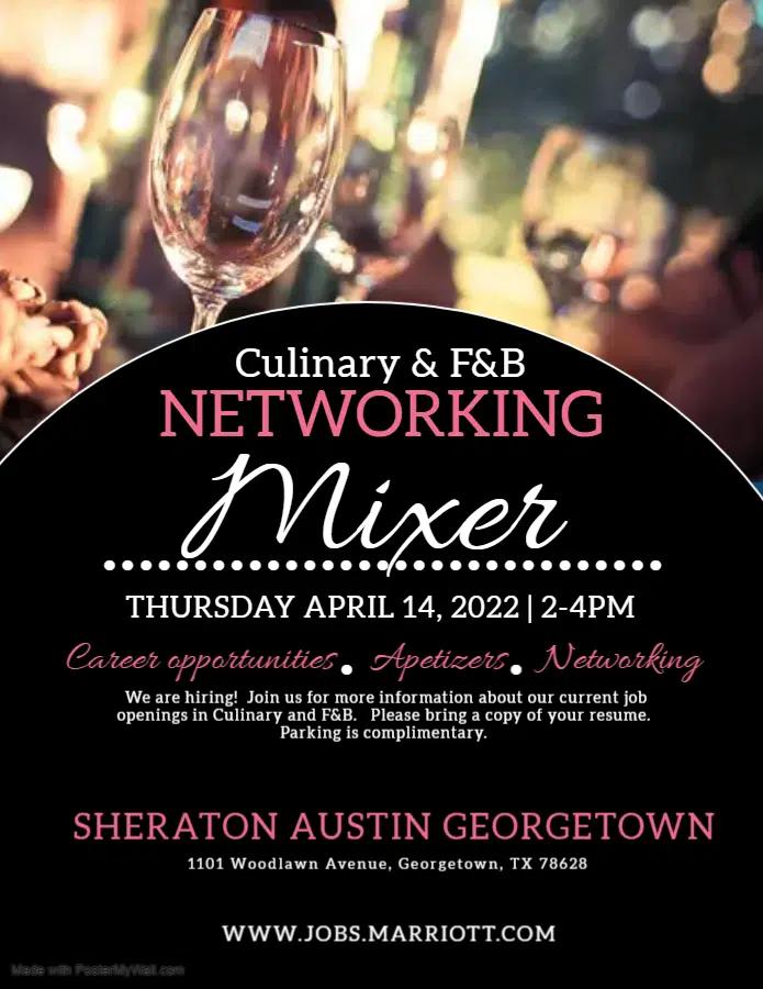 Culinary and F&B Networking mixer APRIL 14 Georgetown TX