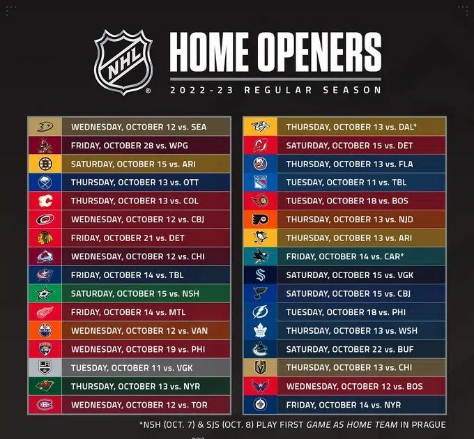 NHL Released The 2022-2023 Schedule | Z1035 - All The Hits