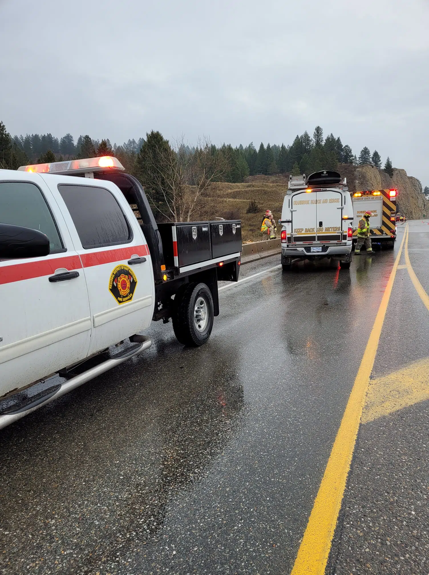 Trapped Driver Rescued After Vehicle Fell 80 Feet Down Embankment Near