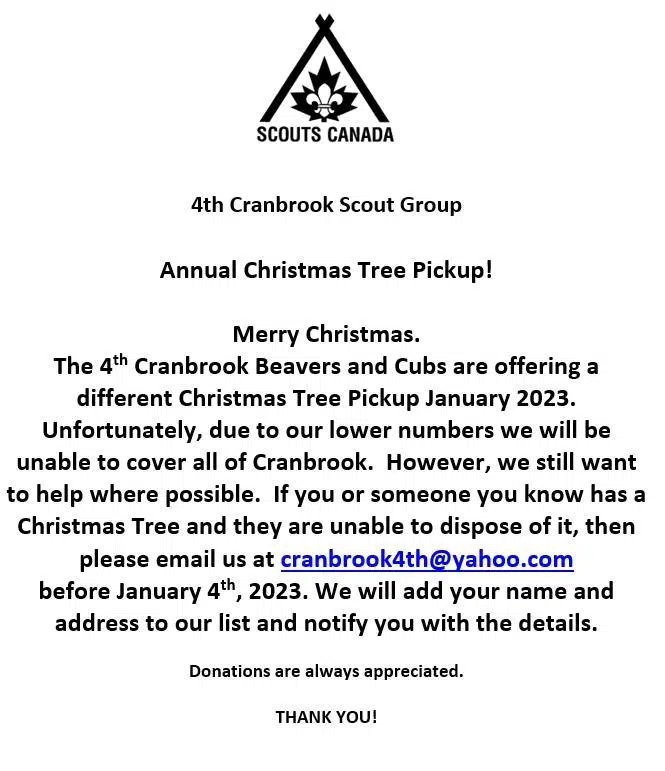 Cranbrook Scout’s Christmas Tree Pickup to return in 2023 Wild 104.7