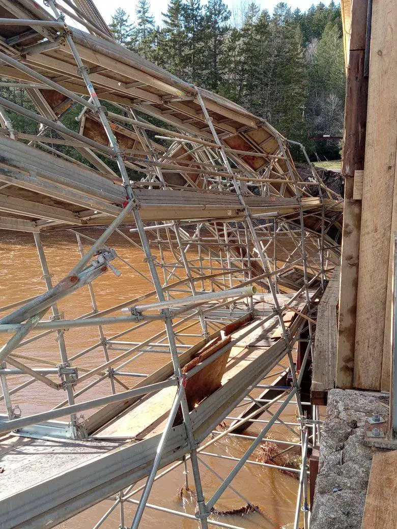 Submerged Scaffolding Near Covered Bridge To Be Removed This Week