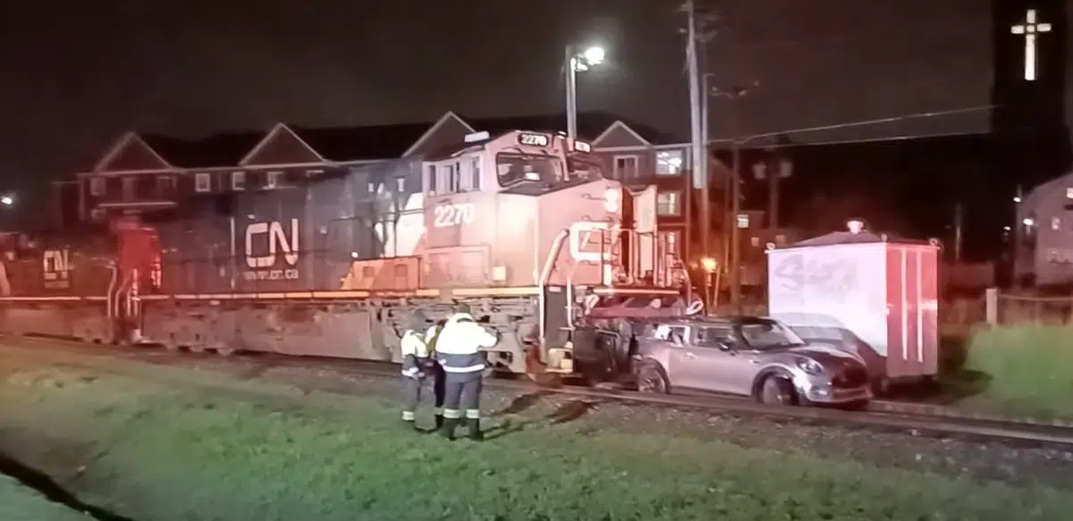 Abandoned vehicle struck by train in downtown Moncton 91.9 The Bend
