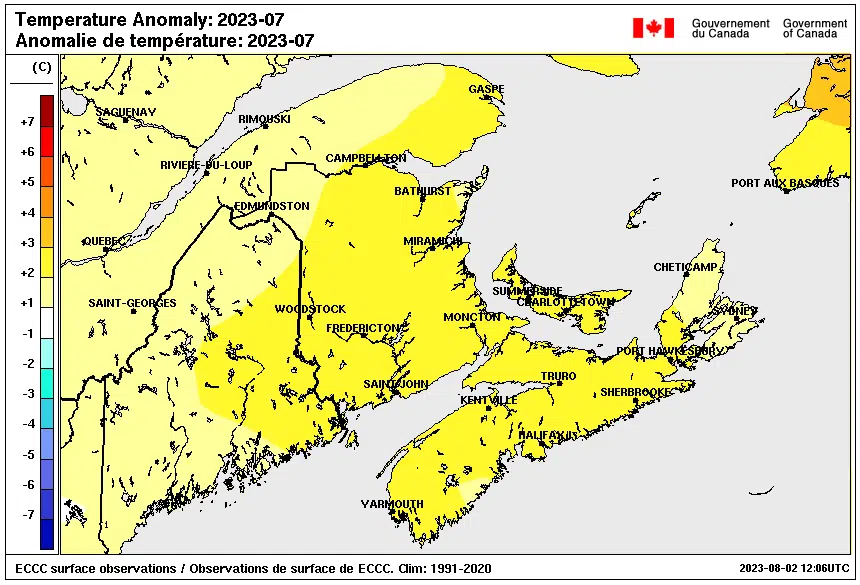July the hottest month on record in some N.B. communities 98.1