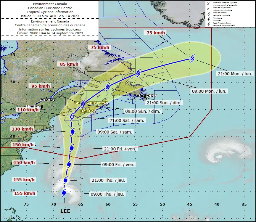 Watches now in effect for N.S. and N.B. as Hurricane Lee continues