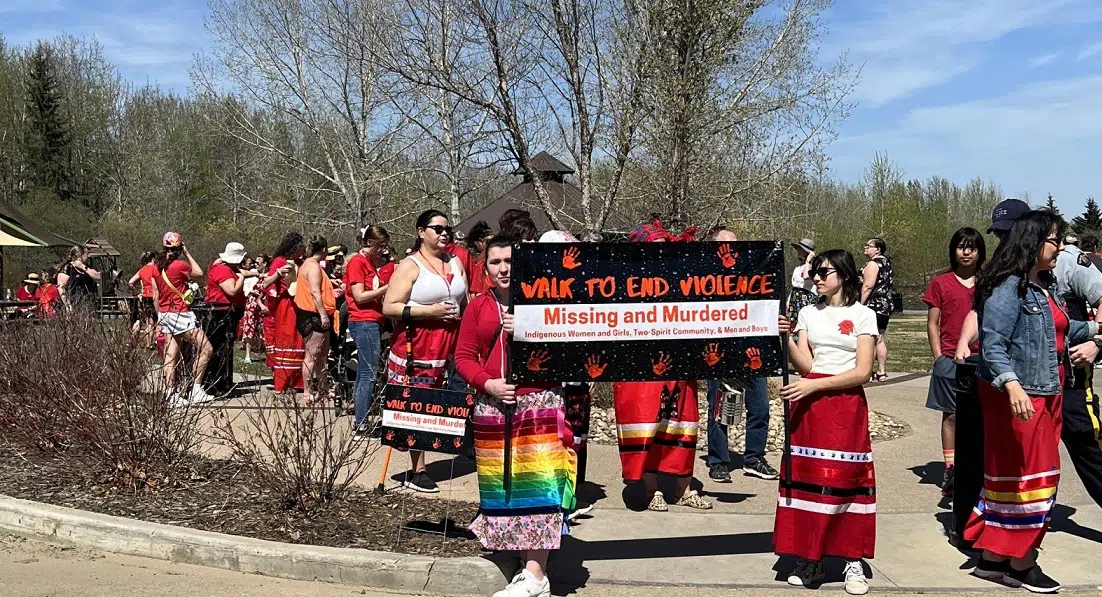 Red Dress Day Walk from Stony Plain to Spruce Grove CFWE FM