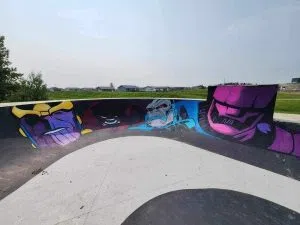 Graffiti mural at the Ermineskin Cree Nation Skatepark (Photo Credits - Cory Smallboy)