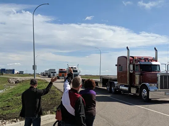 Truck Convoy Rolls In To Regina In Support Of Local Special Olympics Athletes 620 Ckrm The Source Country Music News Sports In Sask - trucker convoy song roblox id