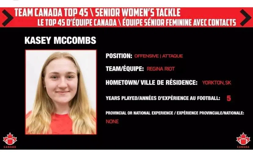 Yorktons Mccombs Named To Canadian Womens Tackle Football Roster For