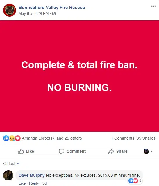 No Burning Renfrew County Still In A Restricted Fire Zone 96 1 Renfrew Today