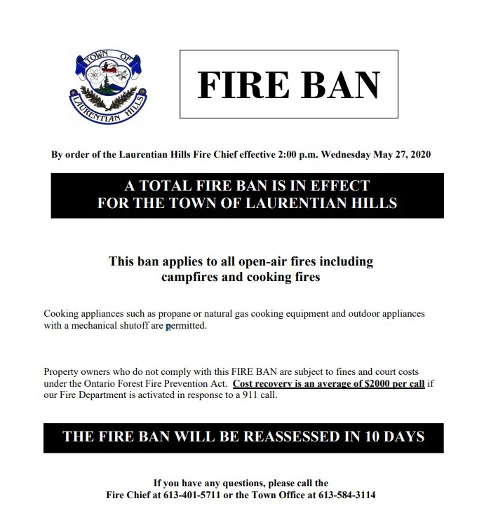 Laurentian Hills Issues Total Fire Ban 