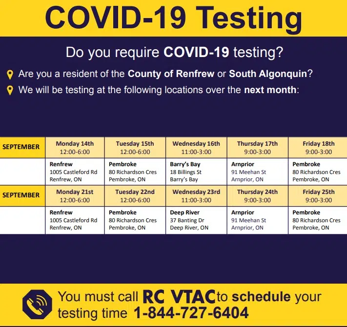 More COVID19 testing locations in Renfrew County to meet increased