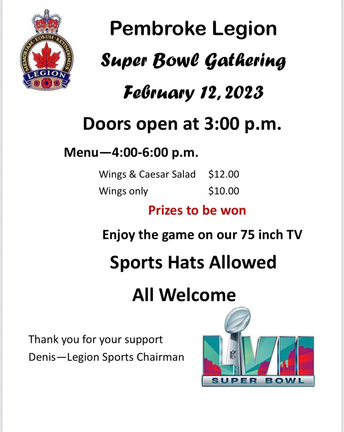 SUPER-BOWL PARTY 2023 - Sunday 12th February.