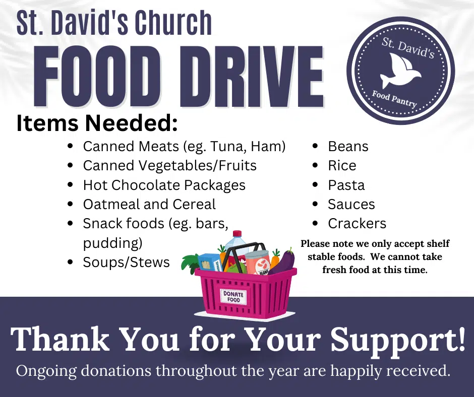 St. David’s Church Food Drive continues | COUNTRY 89