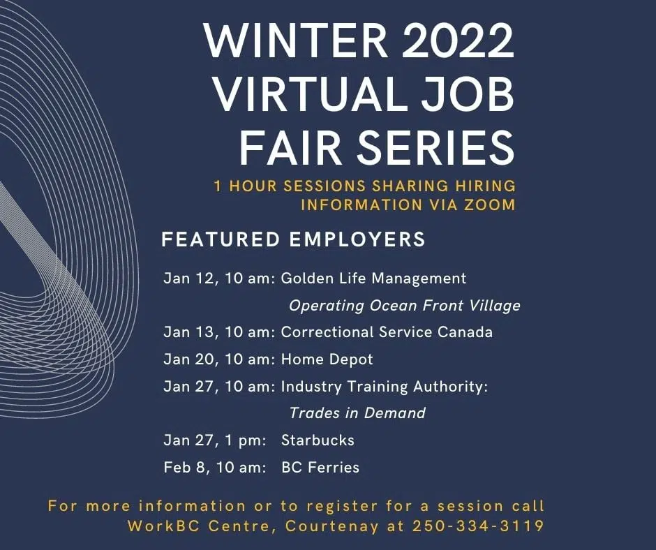 WorkBC Courtenay Virtual job fair series Winter 2022 97.3 The Eagle
