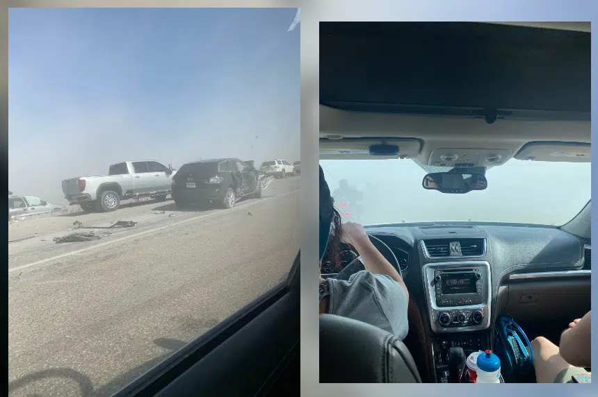 ‘A wall of white’: Woman recounts harrowing drive on Saskatchewan highway