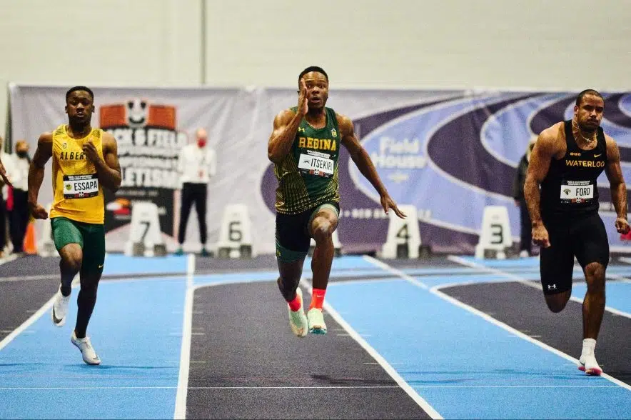 Nigerian Olympian outrunning competition with U of R Cougars