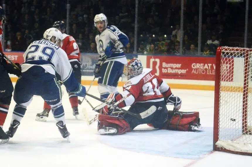 Swift Current Broncos playing Broncos Strong game