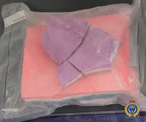 A package of fentanyl seized by Regina police