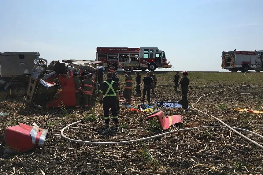 Semi Rollover Near Saskatoon Sends Driver To Hospital | 650 CKOM