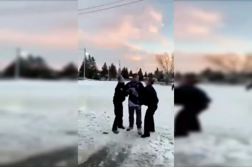 Calgary outdoor rink arrest caught on video, man from well-known hockey family identifies as suspect