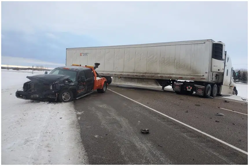 Tow truck driver calls on motorists to slow down after close call with semi