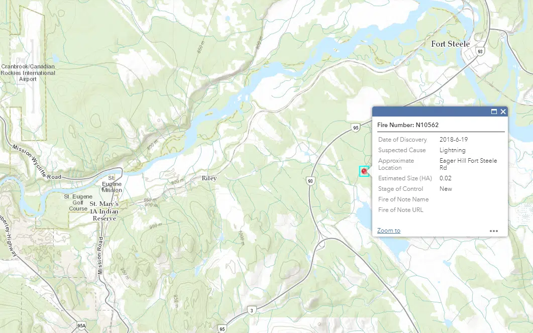 Lightning caused wildfire reported near Fort Steele The Drive FM