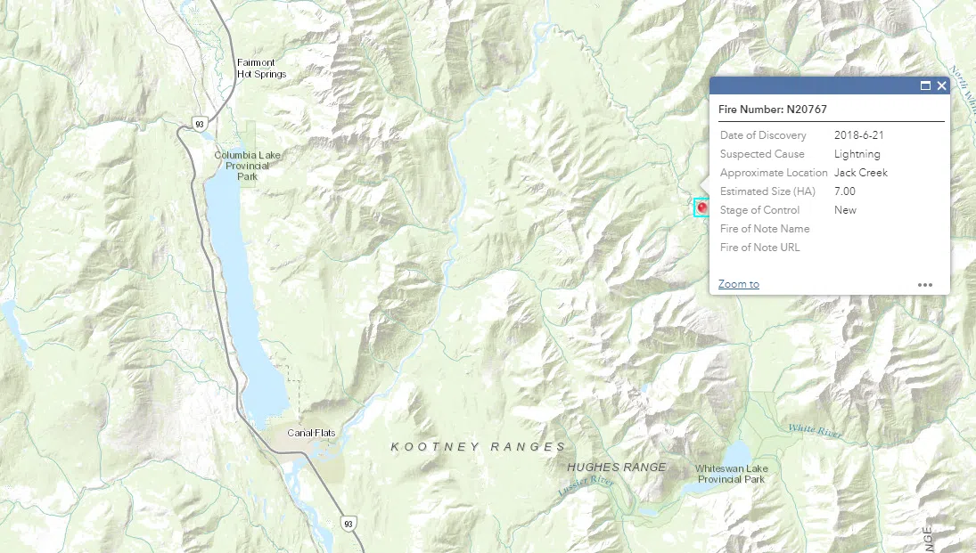 Seven hectare wildfire reported east of Canal Flats The Drive FM