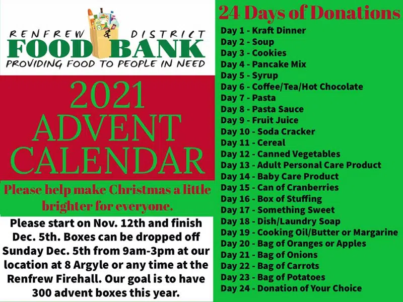 COMMUNITY SPOTLIGHT Renfrew Food Bank launches large Advent Calendar
