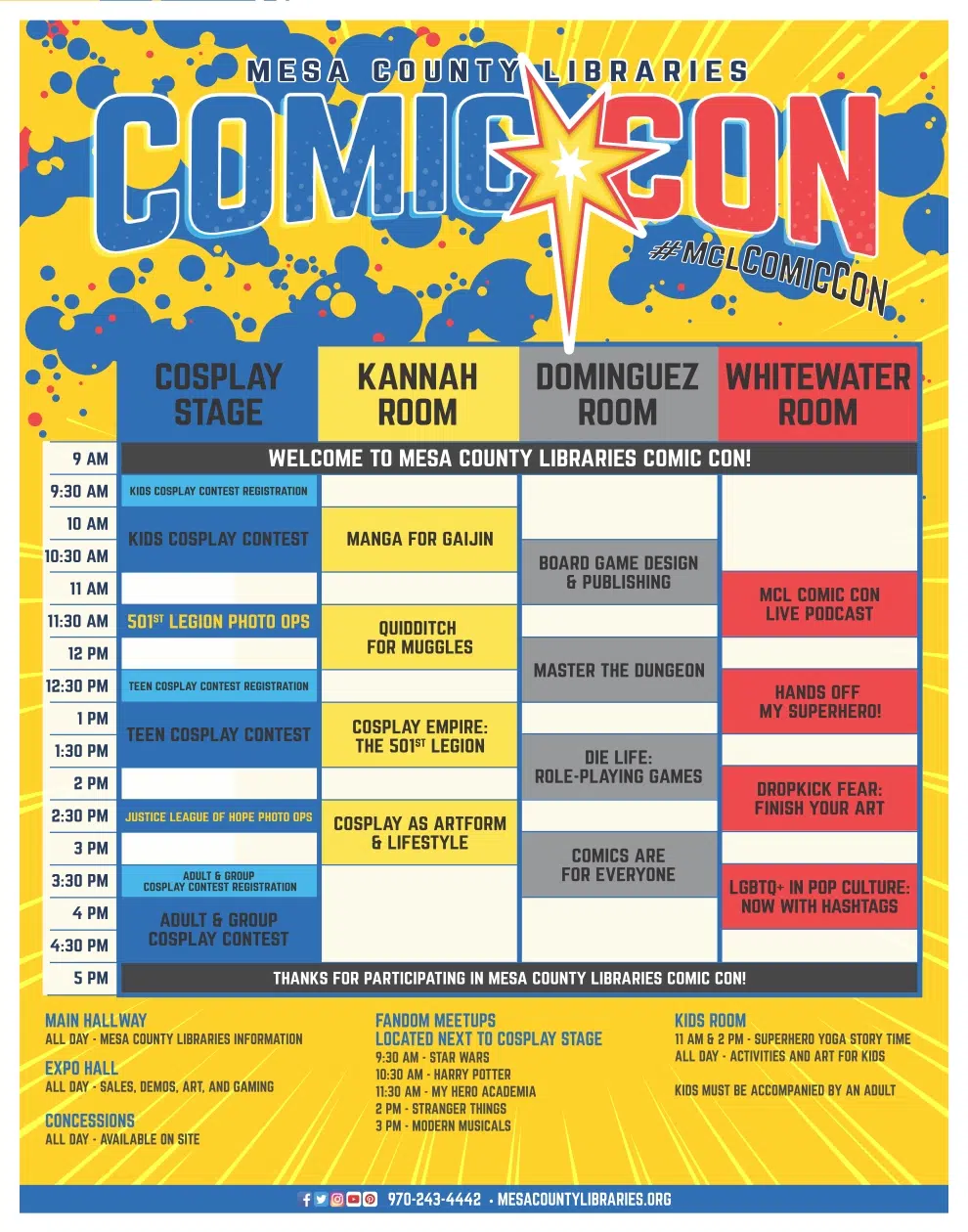 IT”S TIME!! Mesa County Libraries Comic Con.. Saturday at 2 Rivers