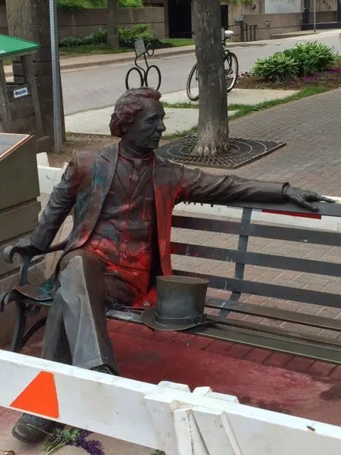 Barricades Around Sir John A. MacDonald Statue | Ocean 100 - Charlottetown